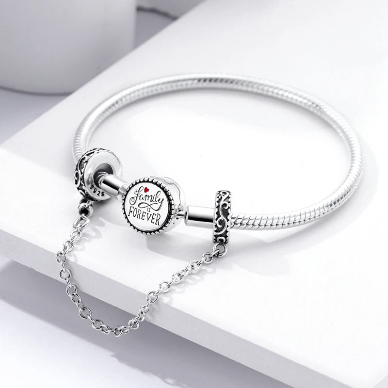 925 Sterling Silver Safety Chain Aircraft Earth Camera Daisy Silicone Charms Beads Fit Original Bracelets DIY Jewelry For Women 