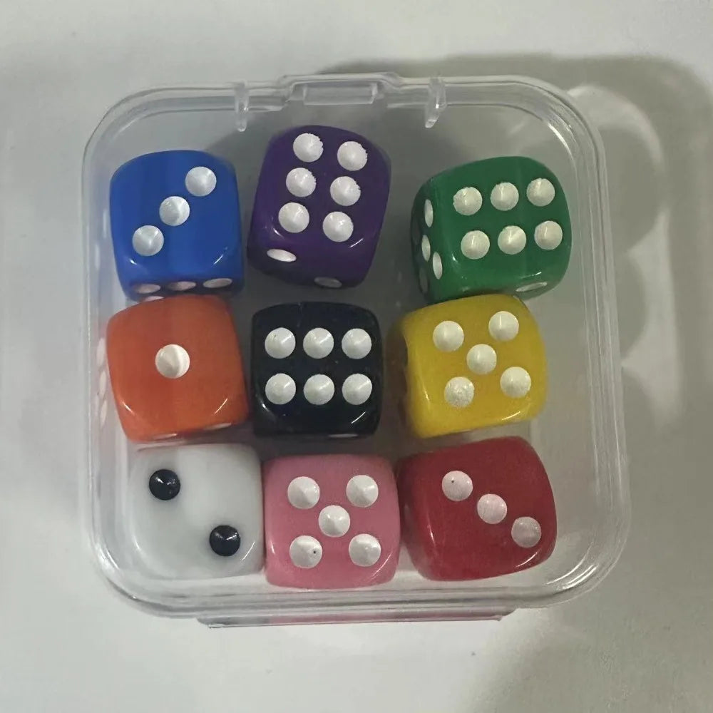 Jeu de dés de 14 mm dans une boîte de rangement, 9 pièces
