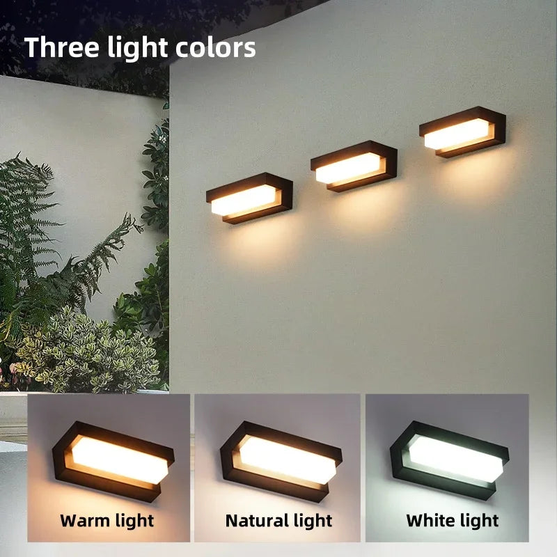 Zewnętrzna solarna lampa ścienna LED z trzema trybami barwy światła