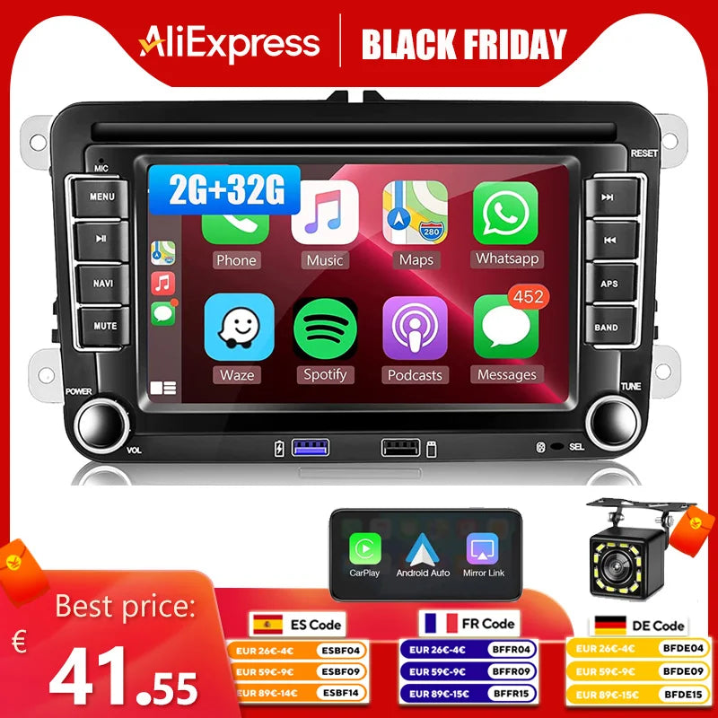 Android Car Radio CarPlay for VW Vehicles 7" Multimedia System