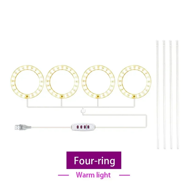 USB Ring Grow Light, Adjustable Height and Head Options