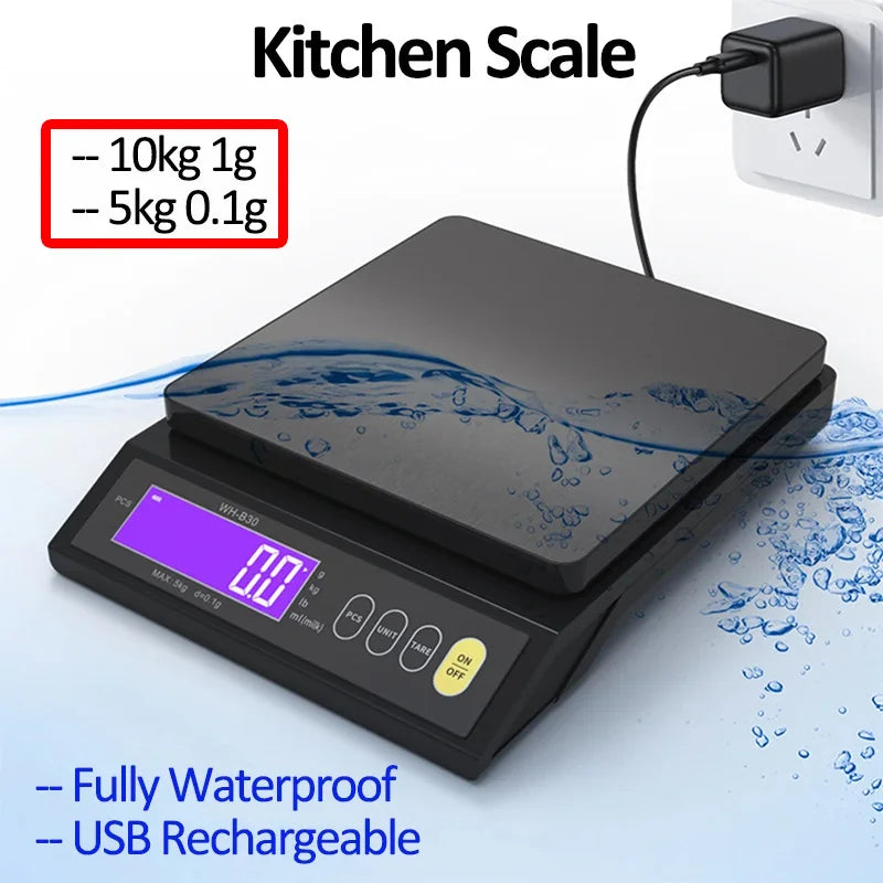 USB-Rechargeable Digital Kitchen Scale - Capacity Options