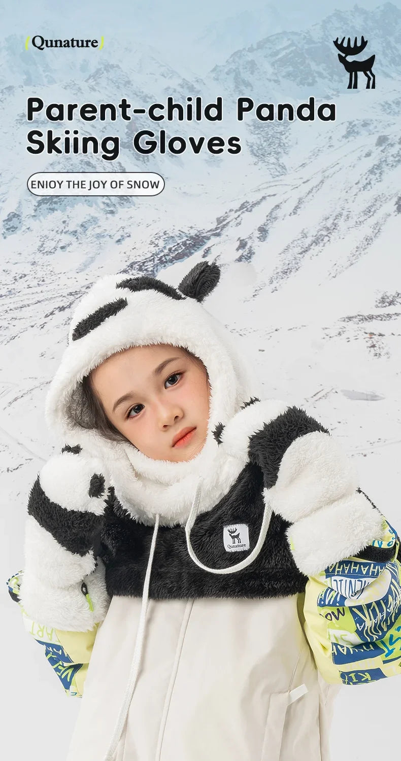Panda Ski Gloves for Kids & Parents – Warm Winter Grip Gloves