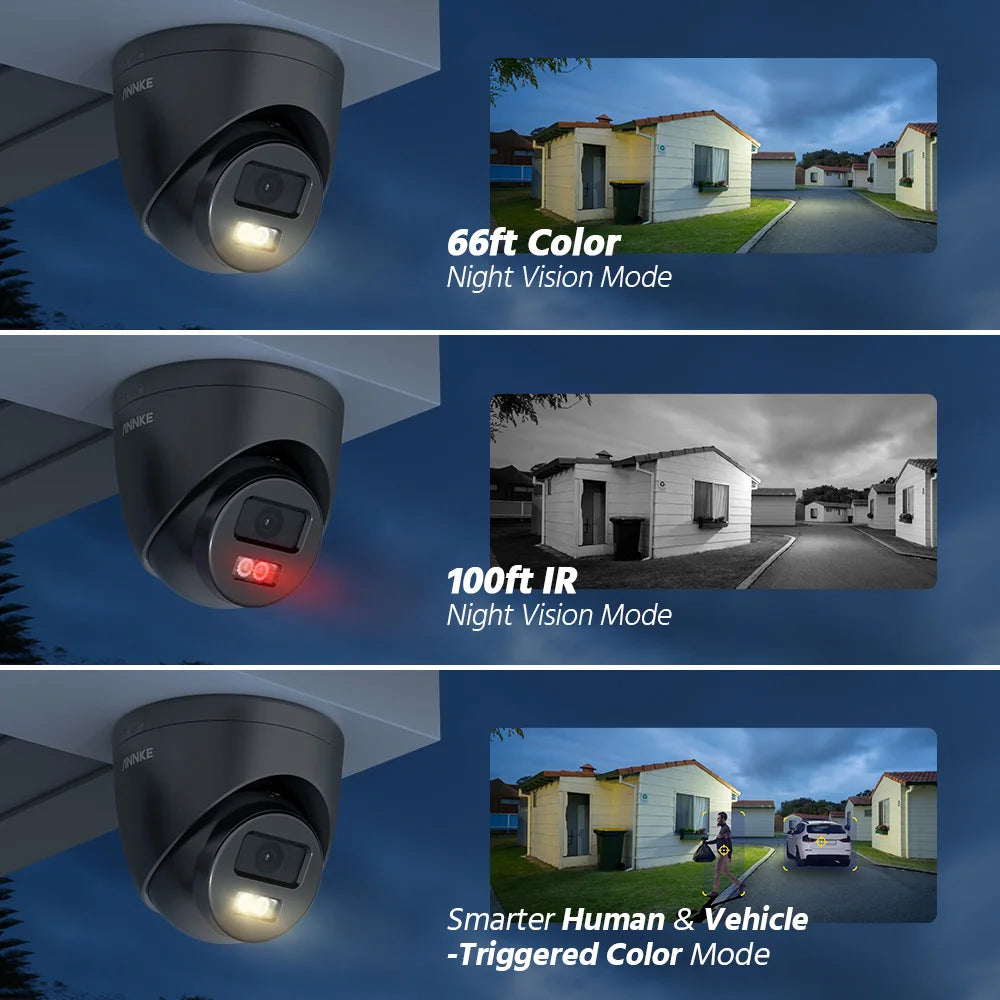 ANNKE 4PCS 3K PoE Outdoor Security Camera with Dual Light