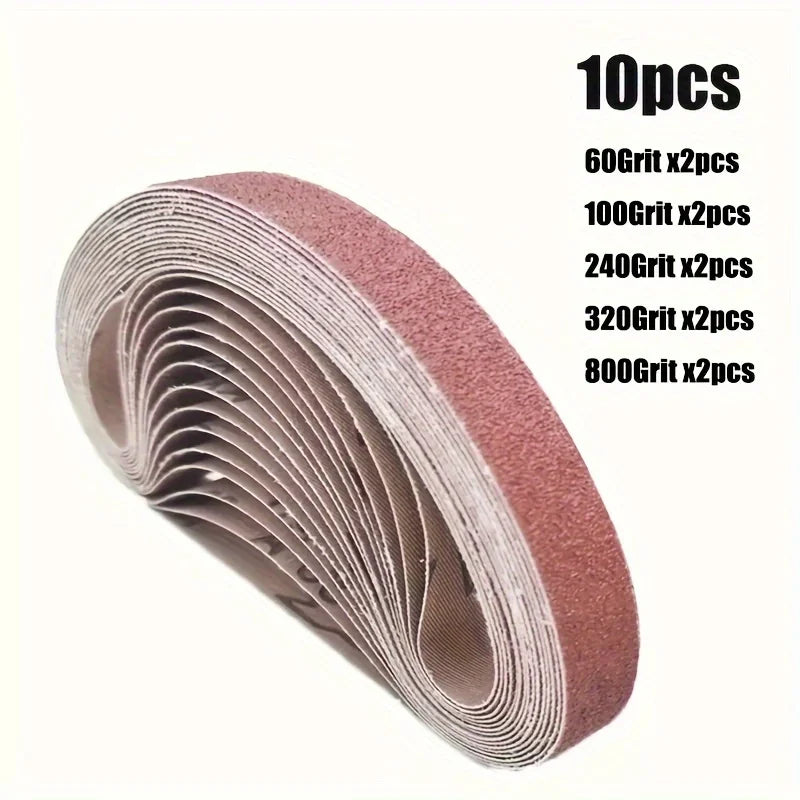20 × 520 mm Sanding Belts, 10 Pack