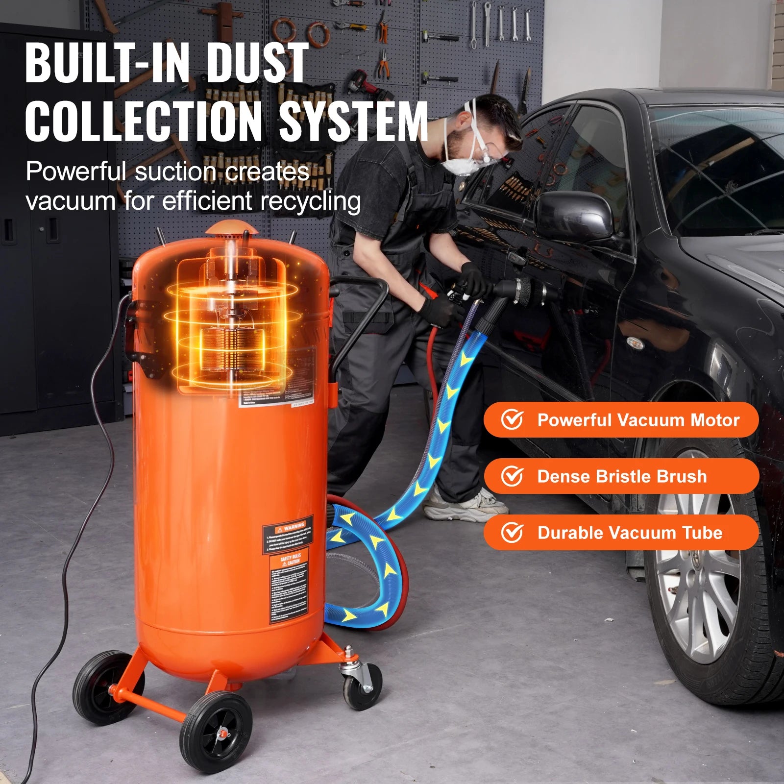 28 Gallon Dustless Vacuum Sand Blaster with 1200W System