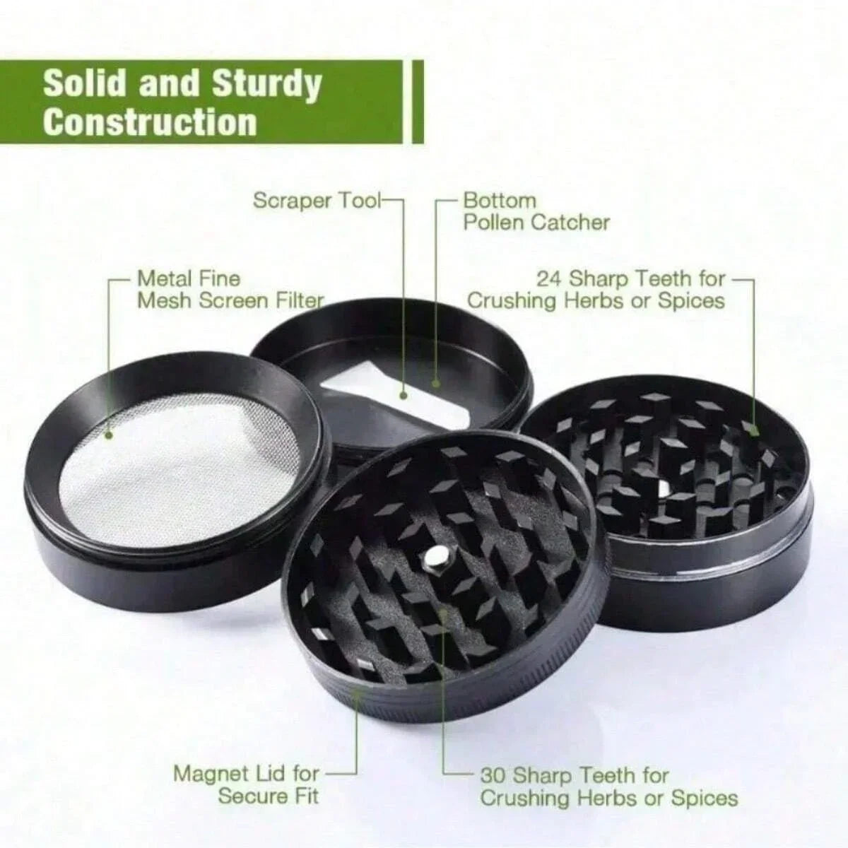 Four-Piece Manual Herb & Spice Grinder