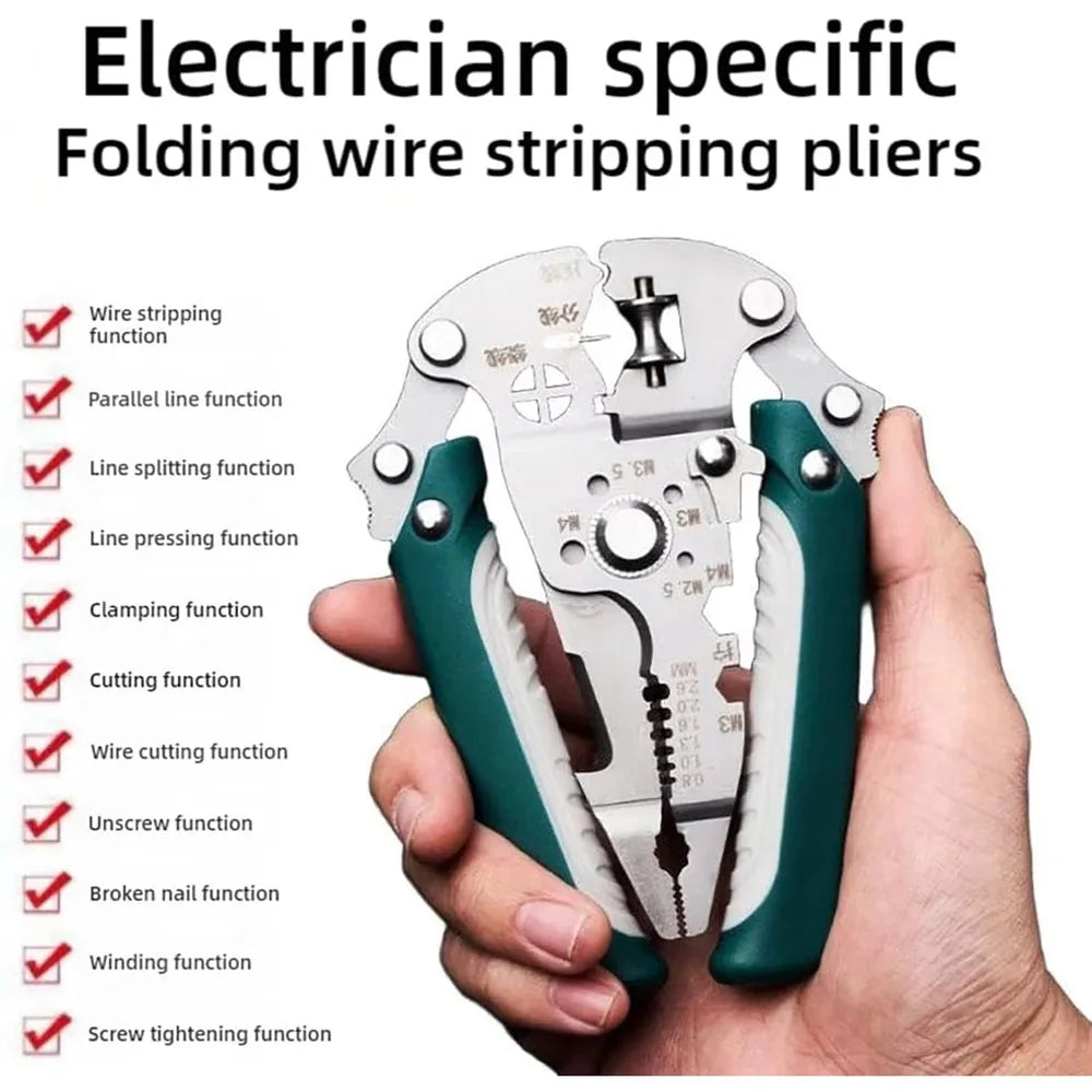 Folding Wire Stripping & Crimping Pliers