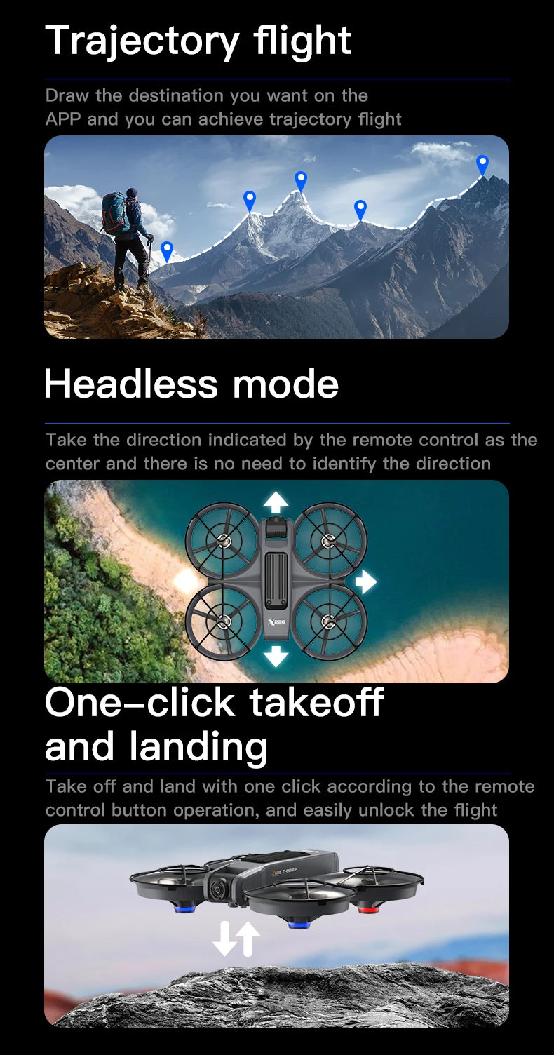 VR Big Drones 4K HD Wide Angle Camera WiFi FPV RC Helicopter with Large Screen Foldable Quadcopter for Professional Photography