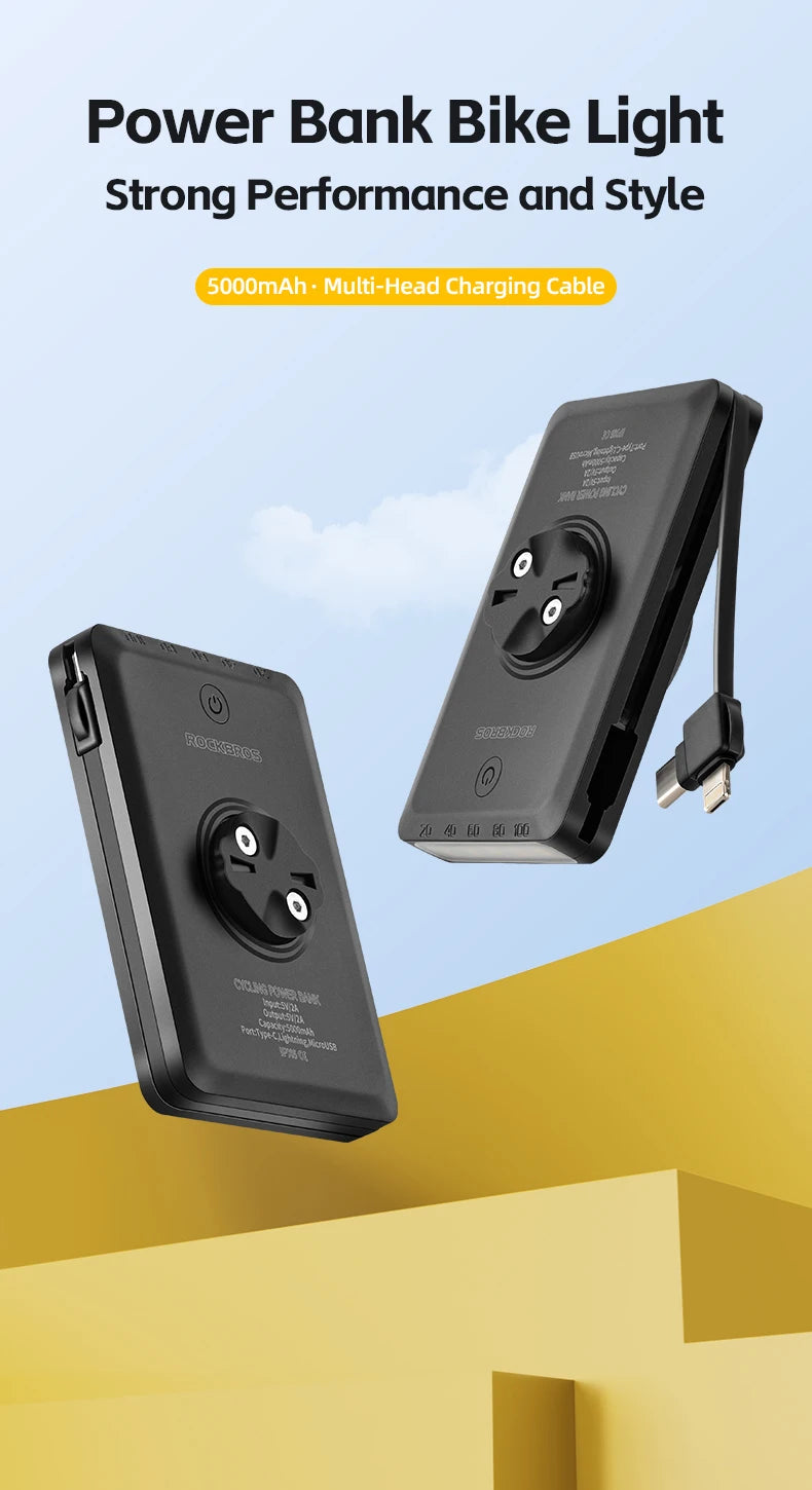 Bicyklové svetlo 5000mAh s digitálnym displejom a IPX6 nepremokavé