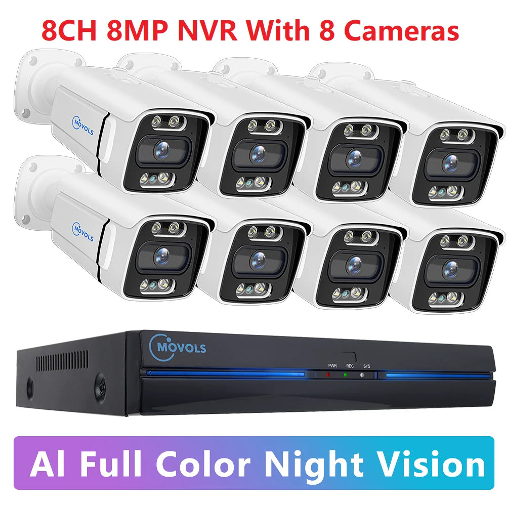 8CH PoE Security Camera System 5MP/8MP NVR Kit with Two-Way Audio