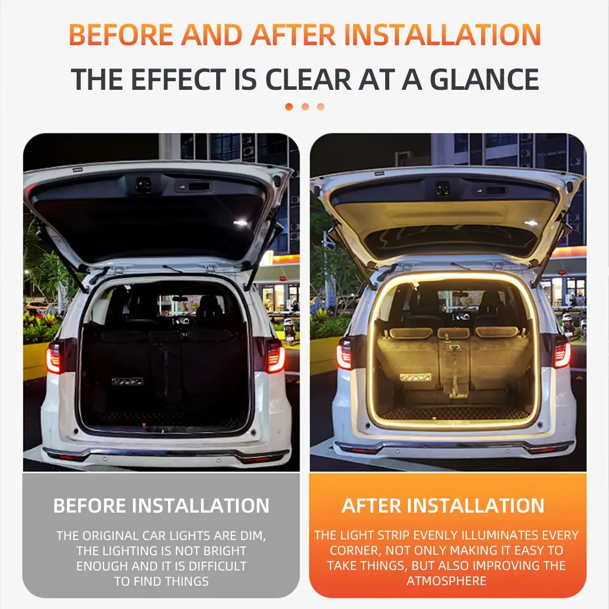 4M Auto Sensor LED Trunk Light Strip for Car Luggage Space