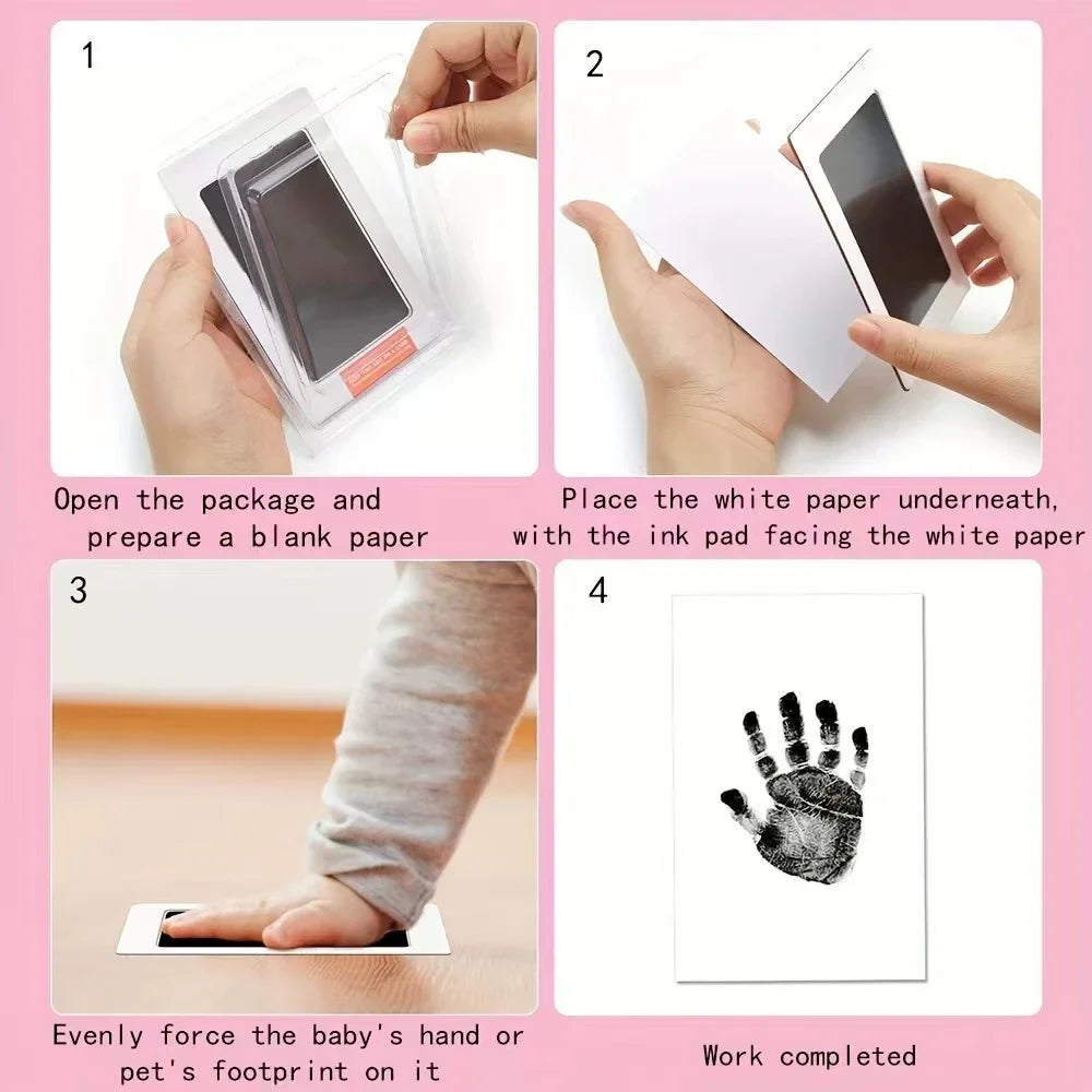 Baby Handprint Footprints Ink Pads for Pet Safe Non-toxic No-Touch Skin Inkless Inkpad Kits Cat Dog Paw Prints Souvenirs Gifts 