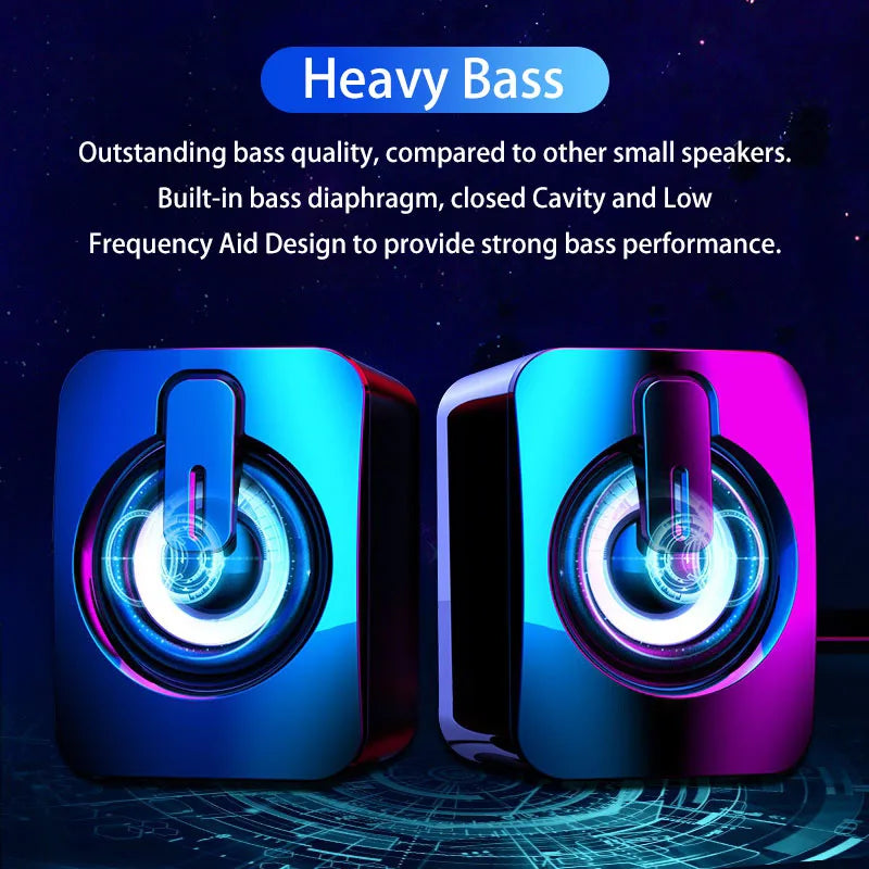 Compact Desktop Speakers with LED Lighting