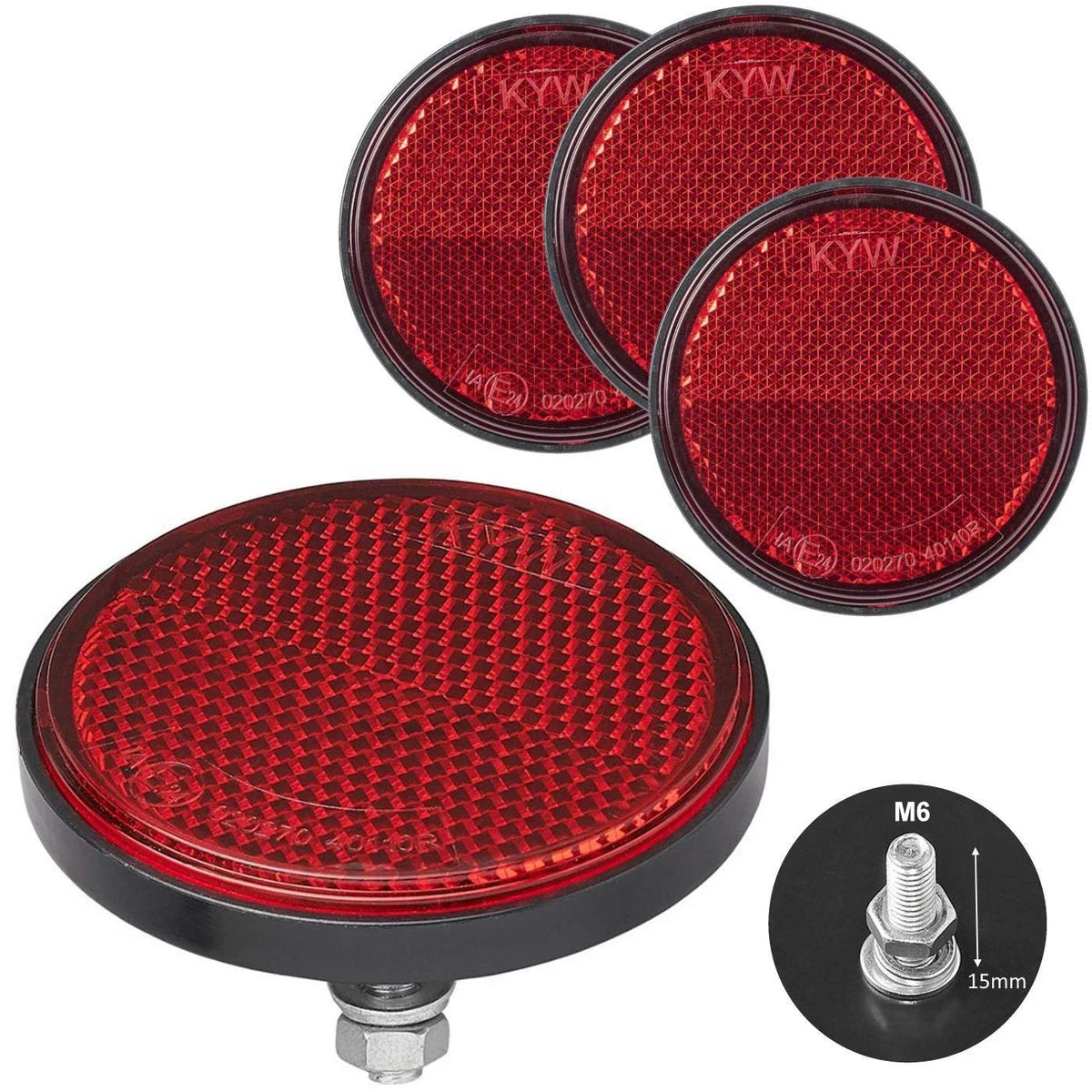 Red Round Screw-Mount Reflectors, 60 mm, 4 Pack