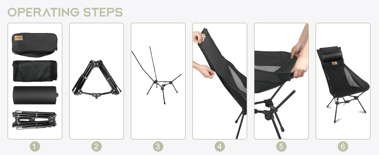 Lightweight Folding High Back Camping Chair with Head Support