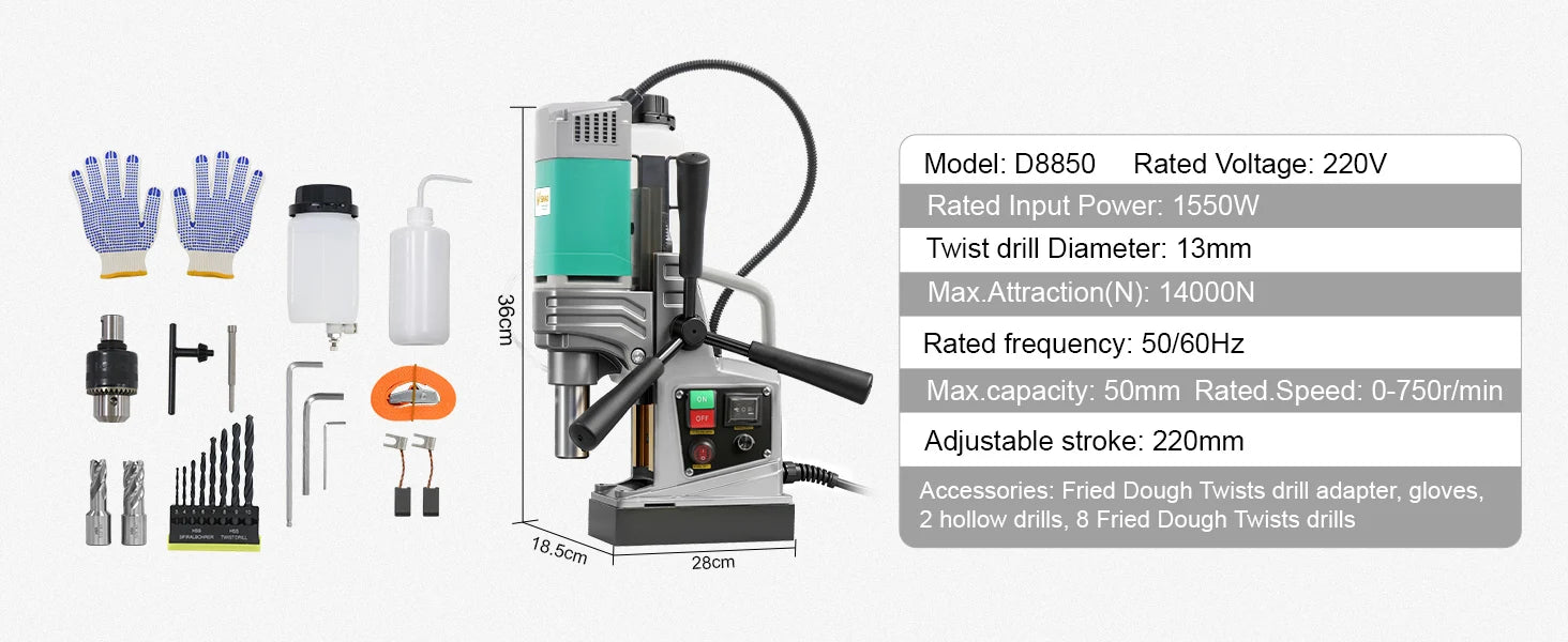 Magnetic Drill Press 1450W/1550W with 10-Speed Control & Strong Base
