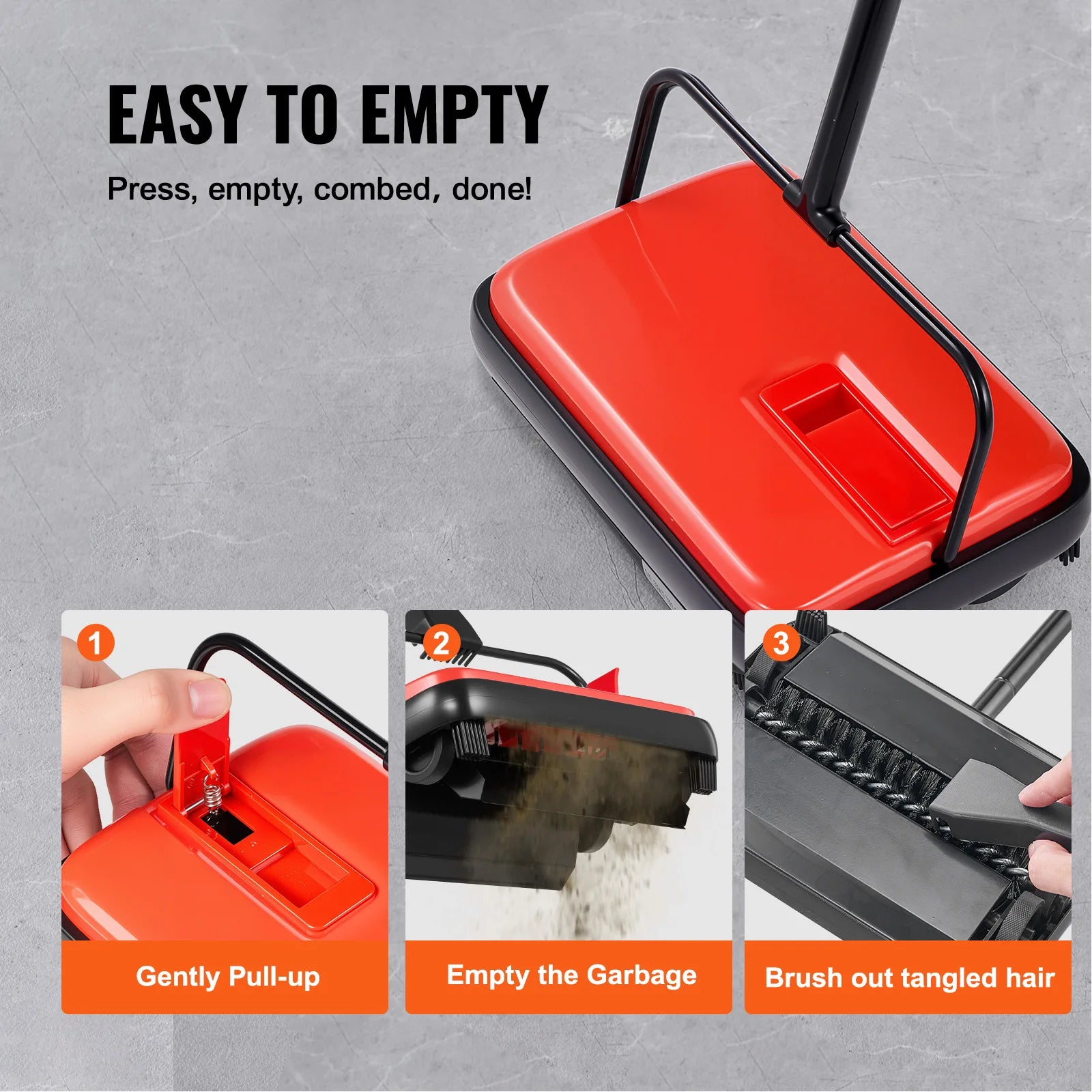 SucceBuy Carpet Sweeper Manual Floor Sweeper w/ 300ml Dustbin Capacity 6.7 Cleaning Width for Home Office Carpets Pet Hair Dust