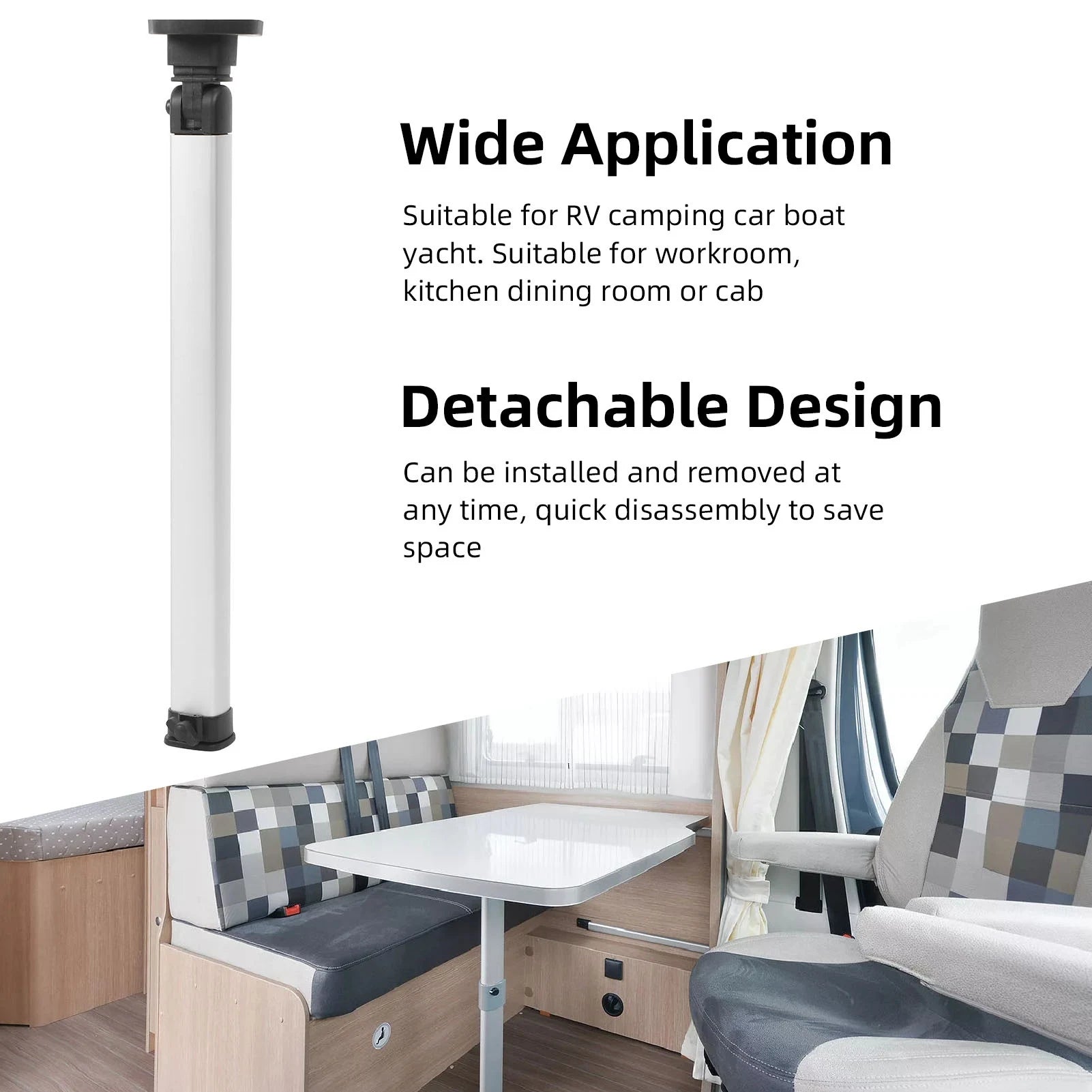 RV Telescopic Folding Table Legs Aluminum Alloy Adjustable 20-30in Space Saving Detachable for Camper Van Boat Trailer Furniture