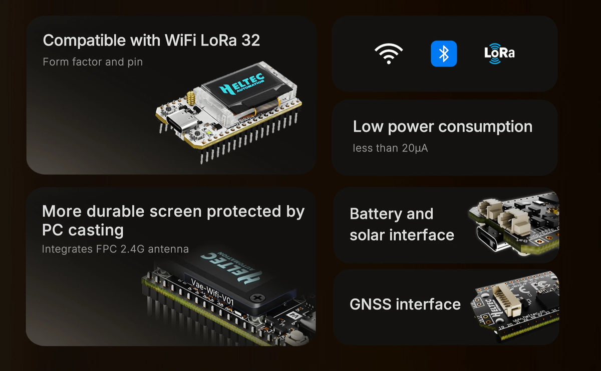 Carcasă pentru placă de dezvoltare Heltec V4 Meshtastic WiFi LoRa 32, set de casă, antenă moale, ESP32 SX1262, alimentare solară, BLE cu consum redus
