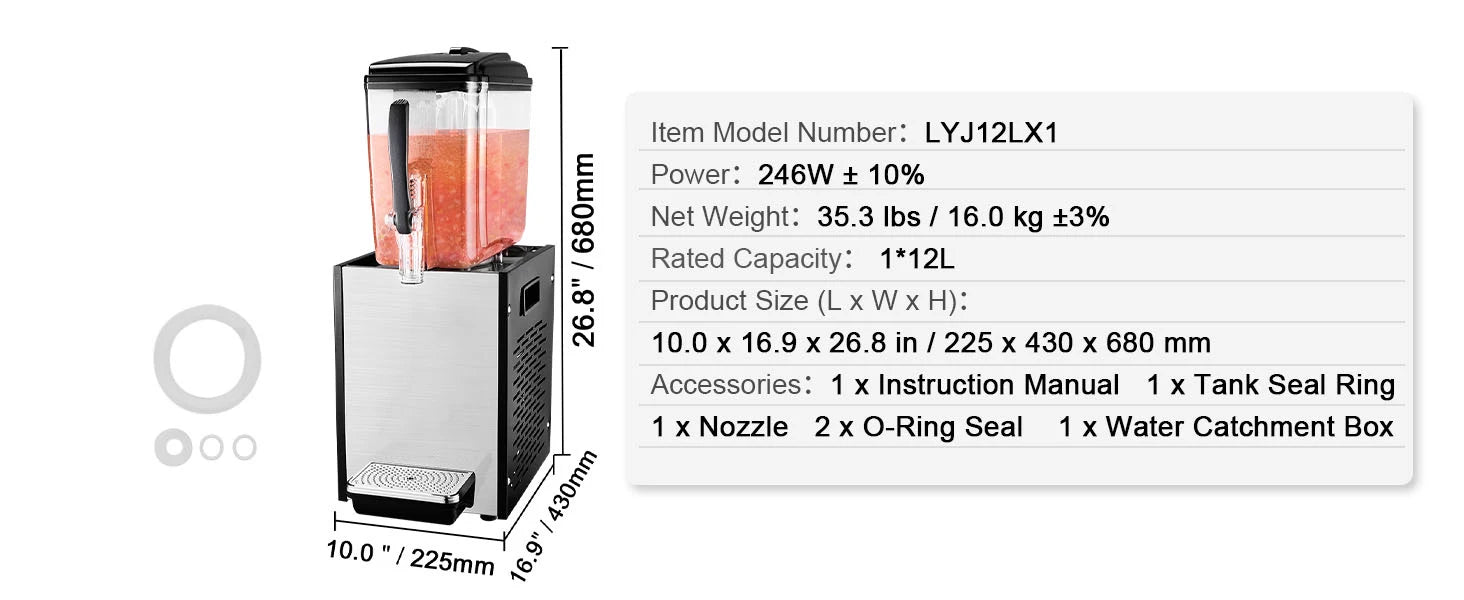 Kommersiell dryckesdispenser 10L–18L rostfri kylmaskin