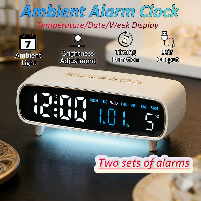 2819 LED Alarm Clock with Countdown and Ambient Light