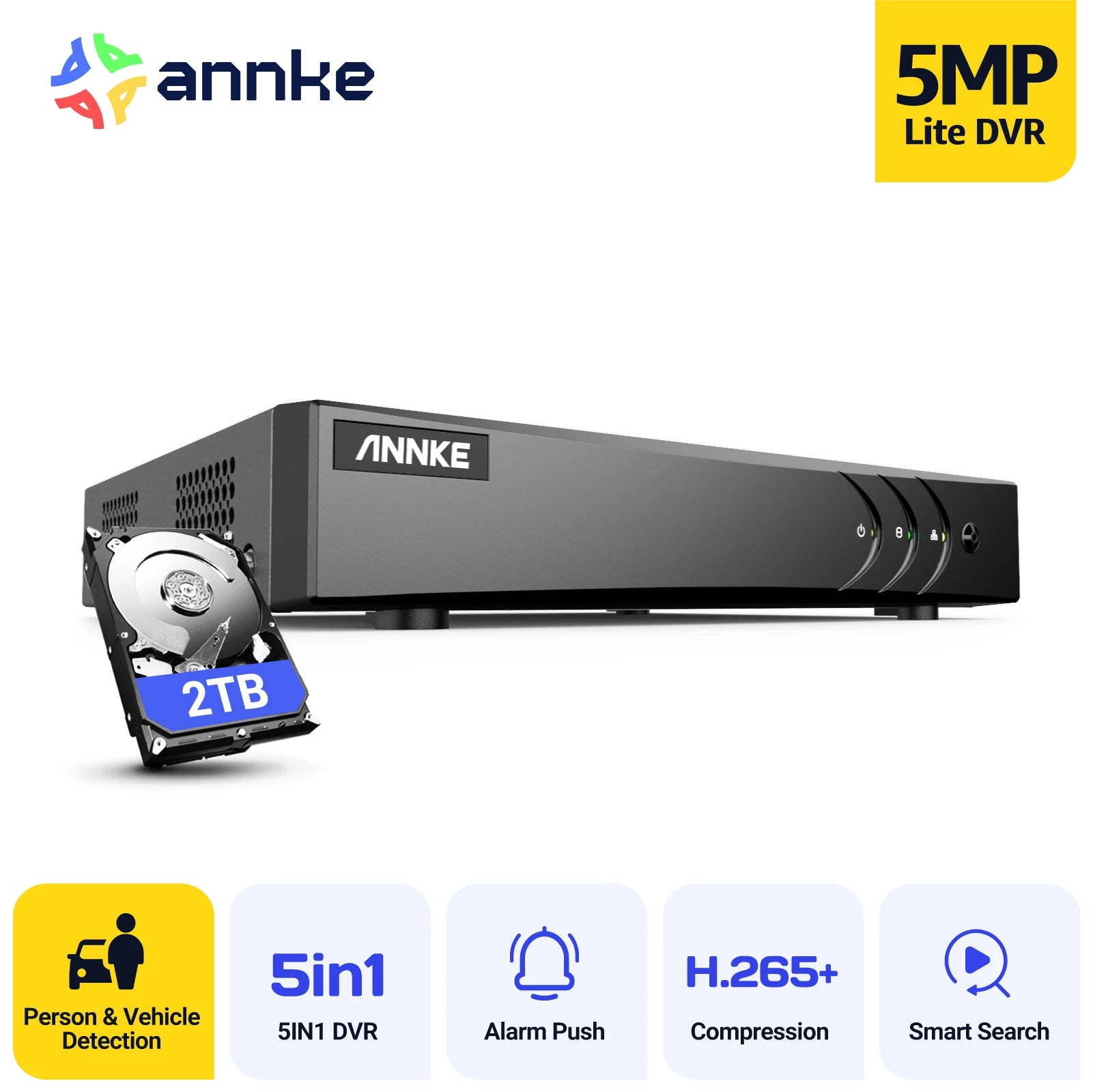 ANNKE 16-Channel 5MP Hybrid DVR for CCTV Security