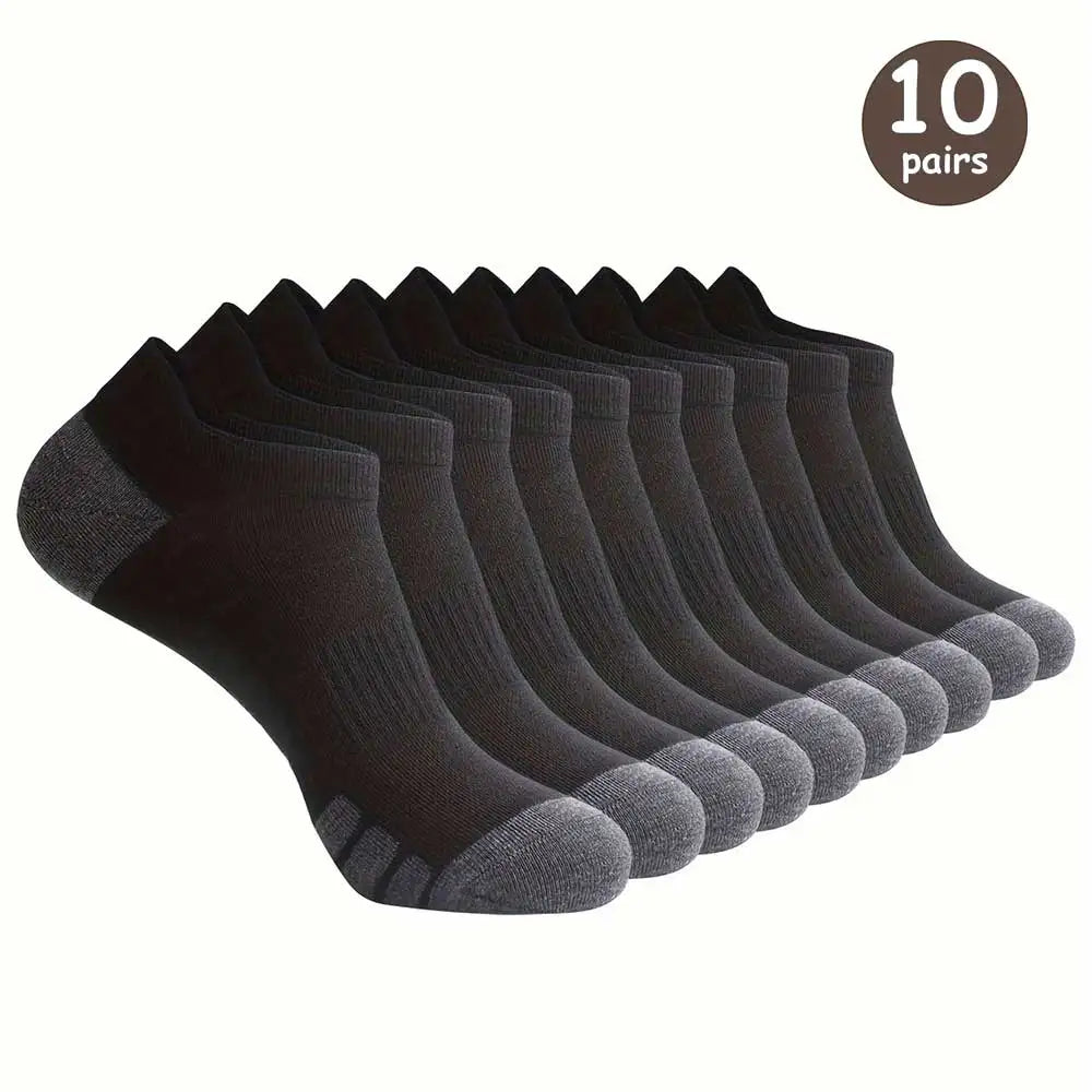 10 Pairs Of Comfortable Breathable Socks Sweat Absorbing Odor Proof Low Cut Solid Color Socks Suitable For Outdoor Activities 