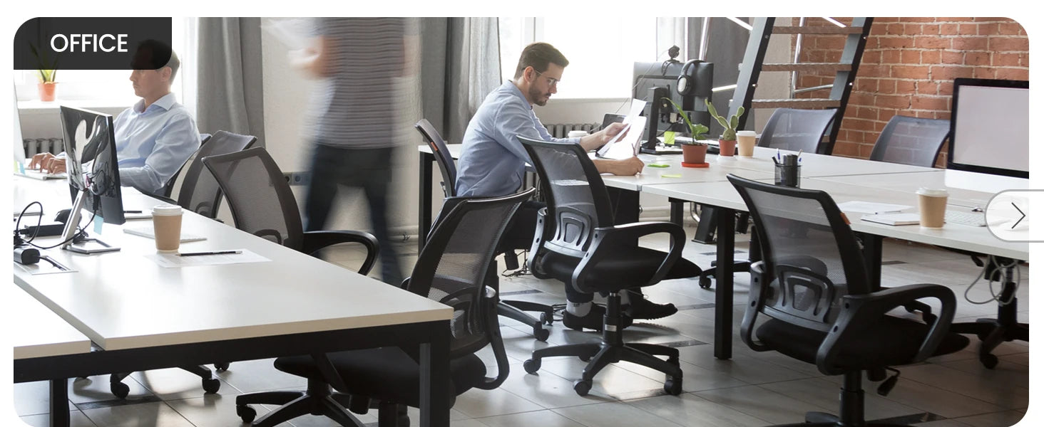 Black Mesh Office Chair with Lumbar Support, Swivel & Adjustable Height
