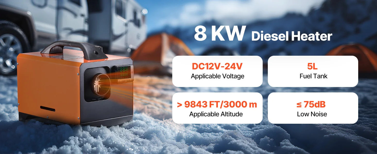 8KW Diesel Air Heater 12–24V with Remote for RV Truck Car