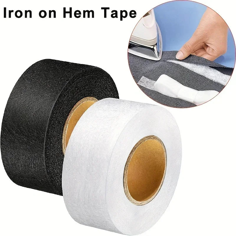 2roll Black White Double-sided Interlining Adhesive Fabric Clothes Iron On Hem Tape Interlining Web DIY Sewing Patchwork Acces 