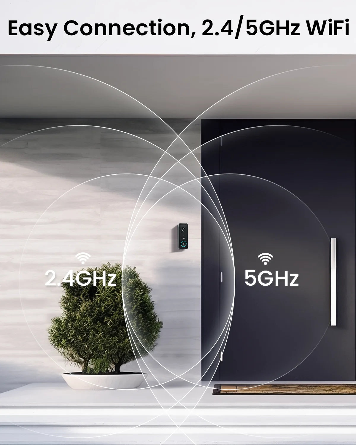 5MP WiFi Video Doorbell with Motion Detection and Two-Way Audio