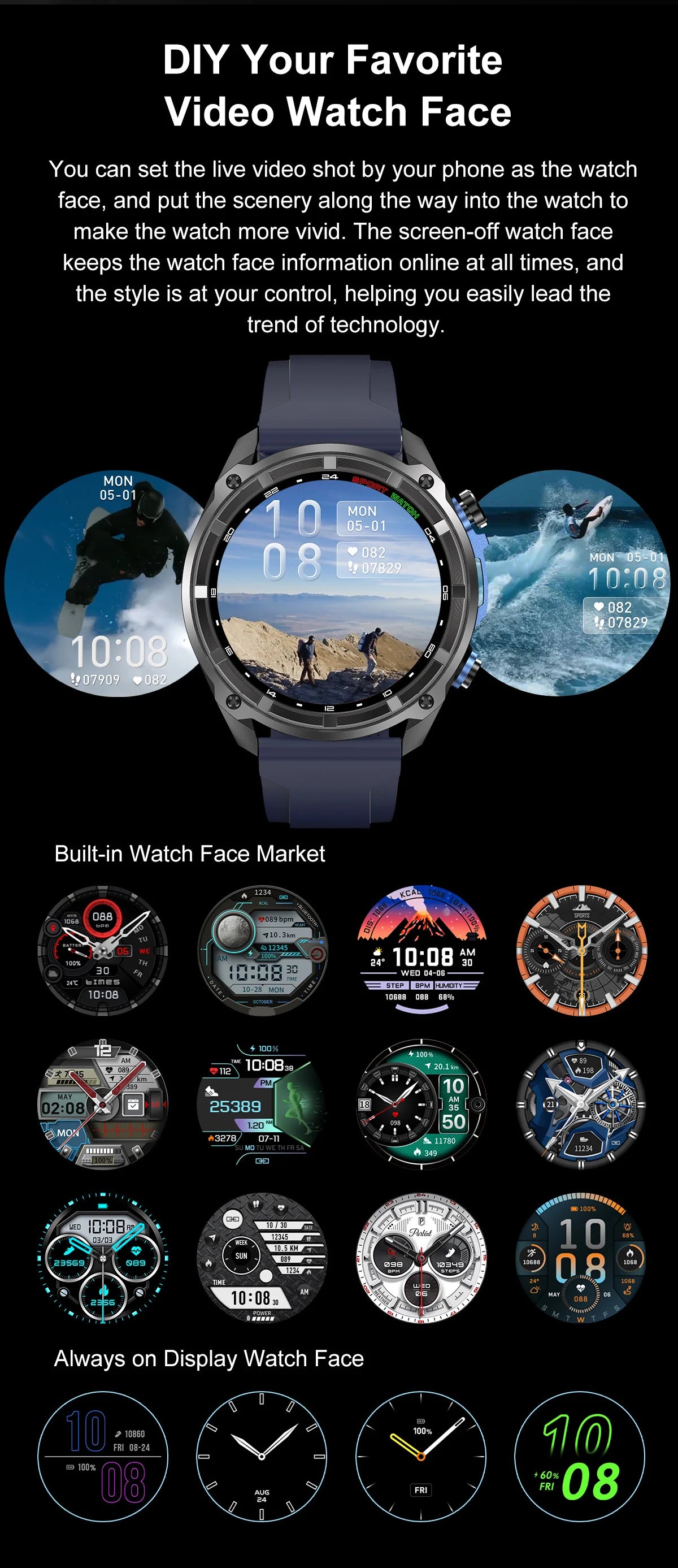 Smartwatch GPS con mappe offline, display AMOLED e memoria da 4GB