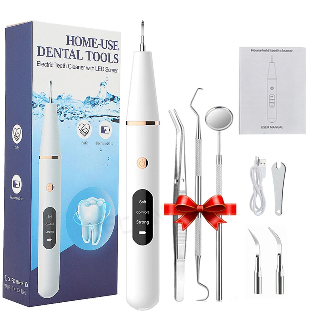 Ultrasonic Dental Scaler For Teeth Tartar Stain Tooth Calculus Remover Electric Sonic Teeth Plaque Cleaner Dental Stone Removal 