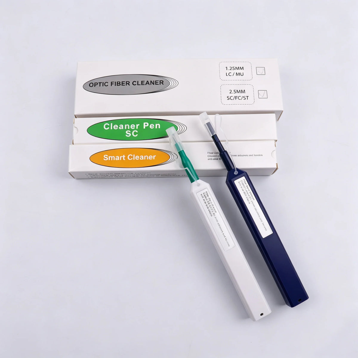 Zwei Faseroptik-Steckverbinder-Reinigungsstifte – 1,25 und 2,5 mm