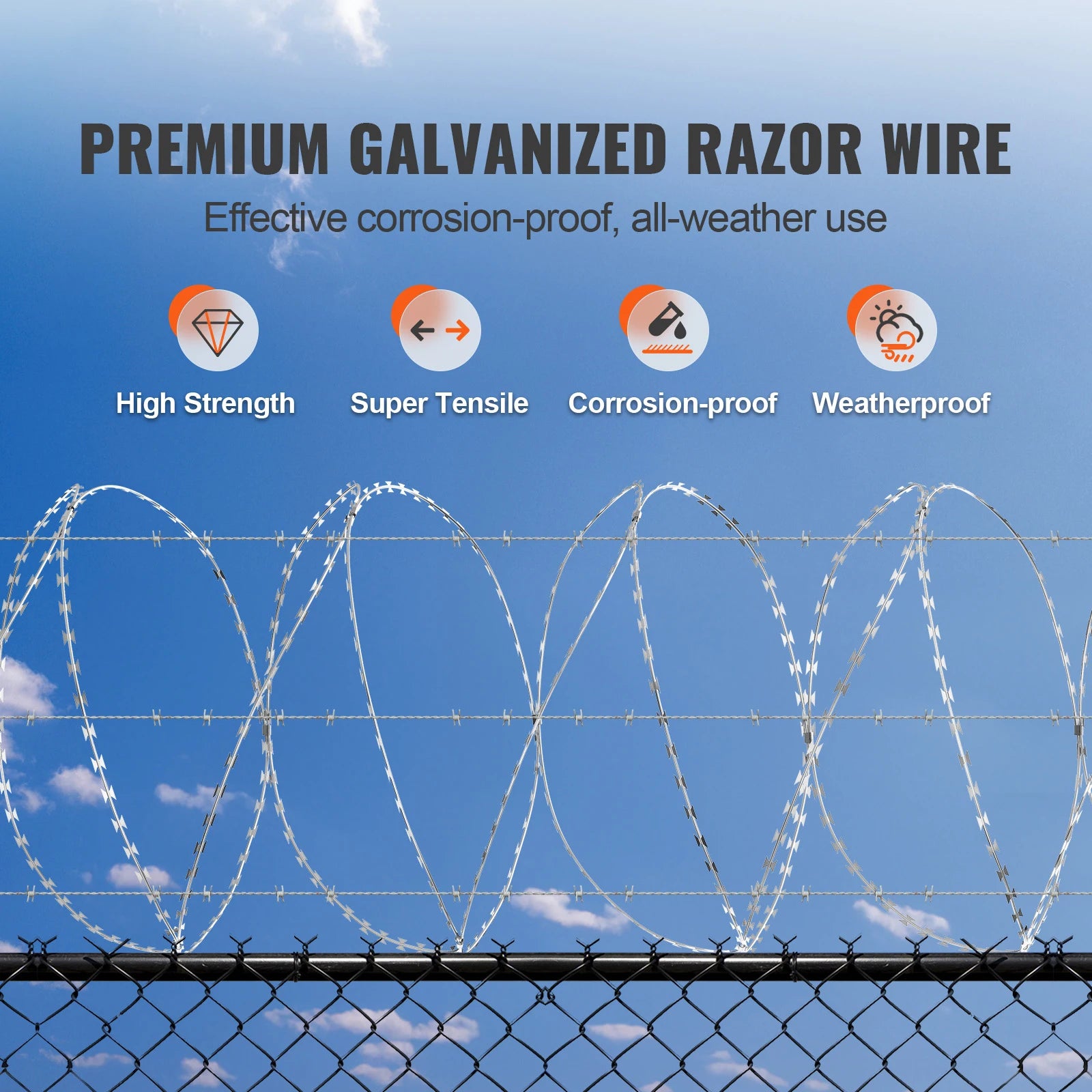 SucceBuy Razor Wires Razor Barbed Wire Razor Wire Fencing Fence Double Spiral Barbed Wire Galvanized Wire Rolls Razor for Garden