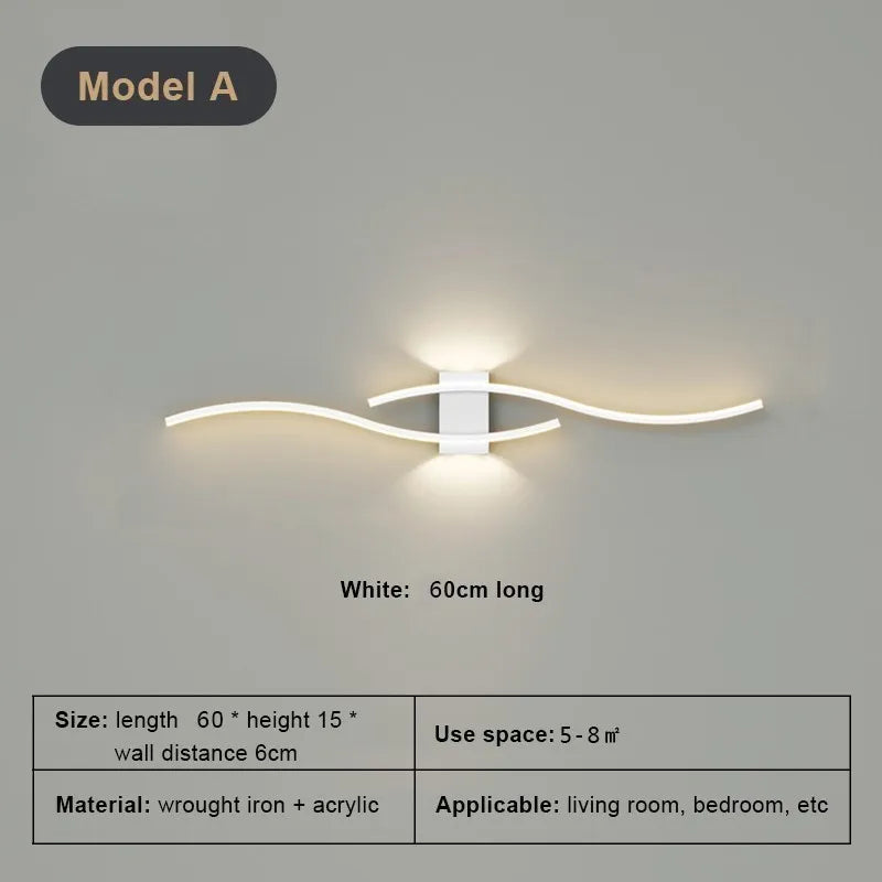 Slank LED-vegglampe, 60 eller 80 cm