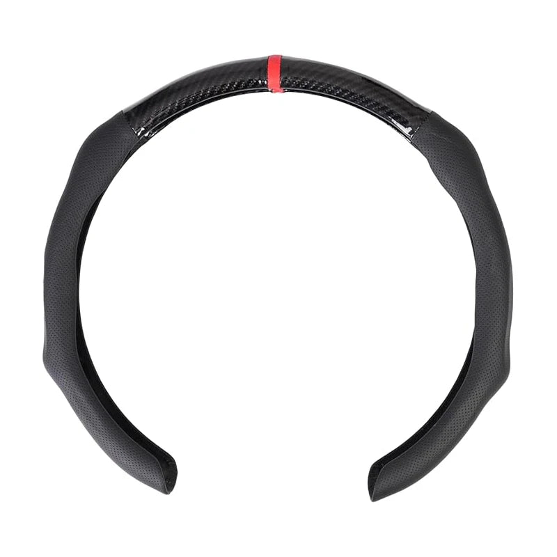 SEAMETAL Car Steering Wheel Cover Nappa Leather Snap-On Clip Installation With Return Mark Non-slip Steering Wheel Protector