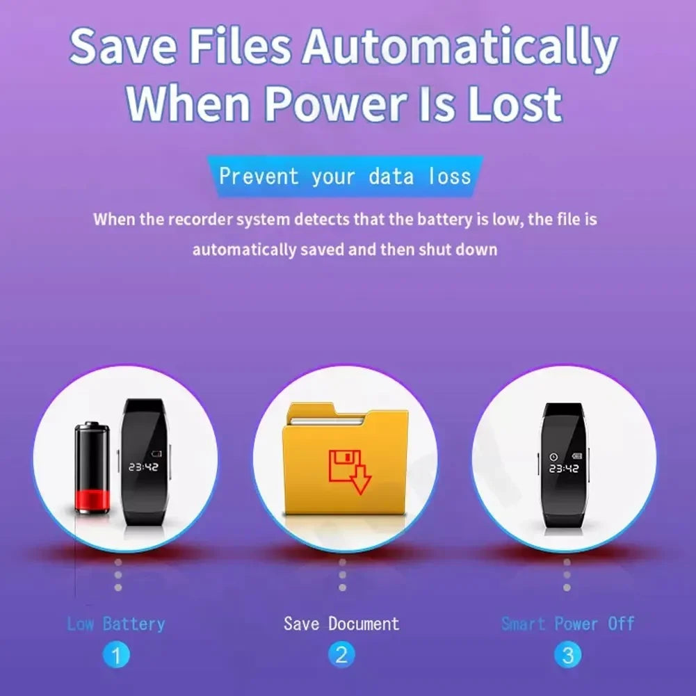 8-256GB Video Mini Camera Watch Audio Voice Recorder Bracelet USB Flash Driver Dictaphone Noise Reduce Sound Recording Wristband 