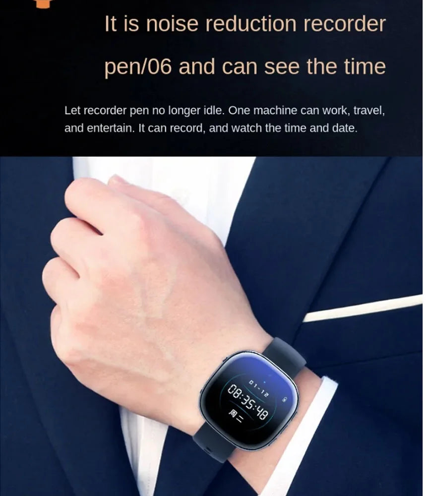1080P Watch Mini Camera Audio Video Sound Voice Recorder Micro Smart Watch 4-128GB Sport DV Noise Reduce Recording Smart Watch