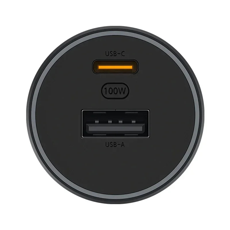 Carregador de isqueiro Xiaomi de 100 W com duas portas USB e cabo