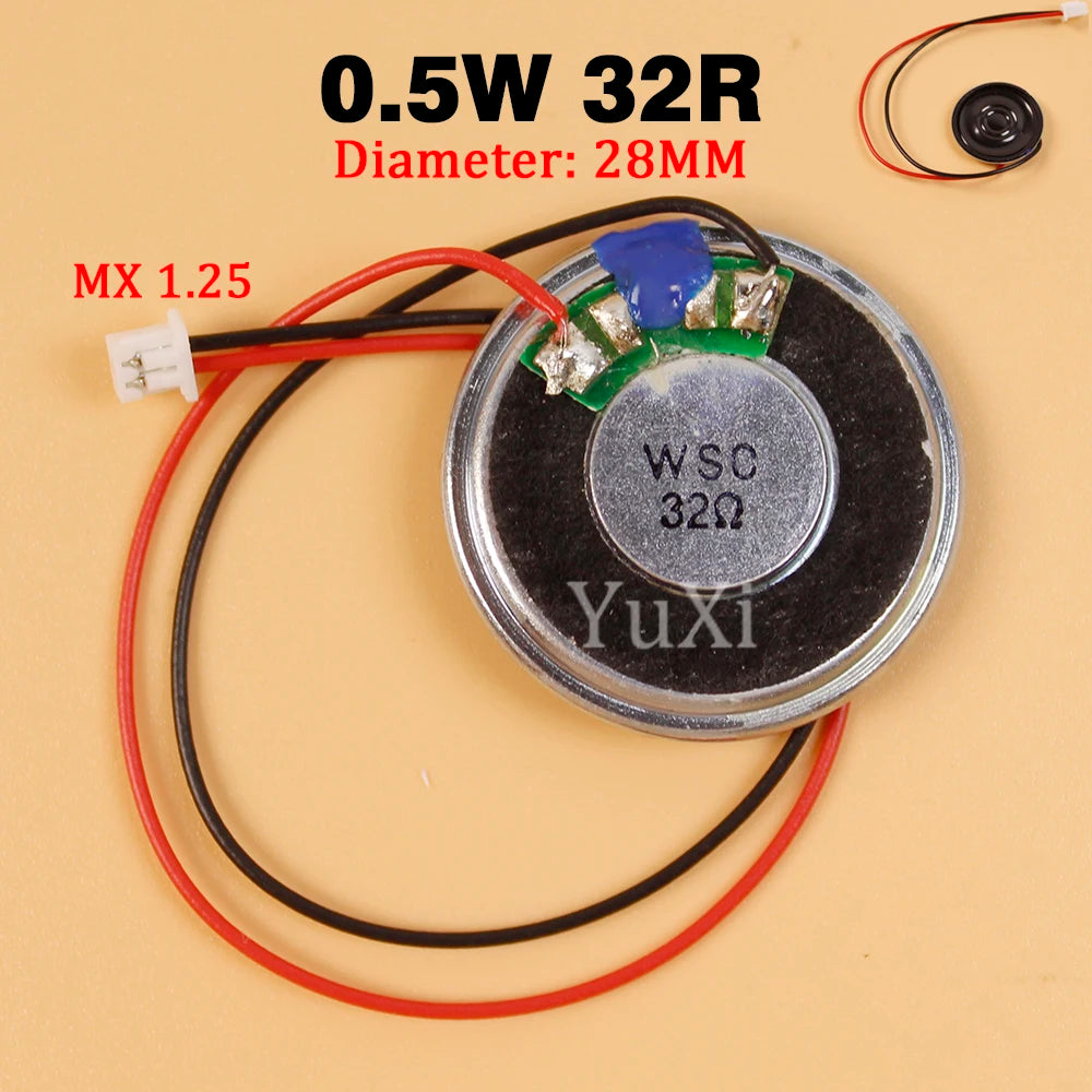32 Ohm 0.5 W Mini Speaker, Size and Wiring Options