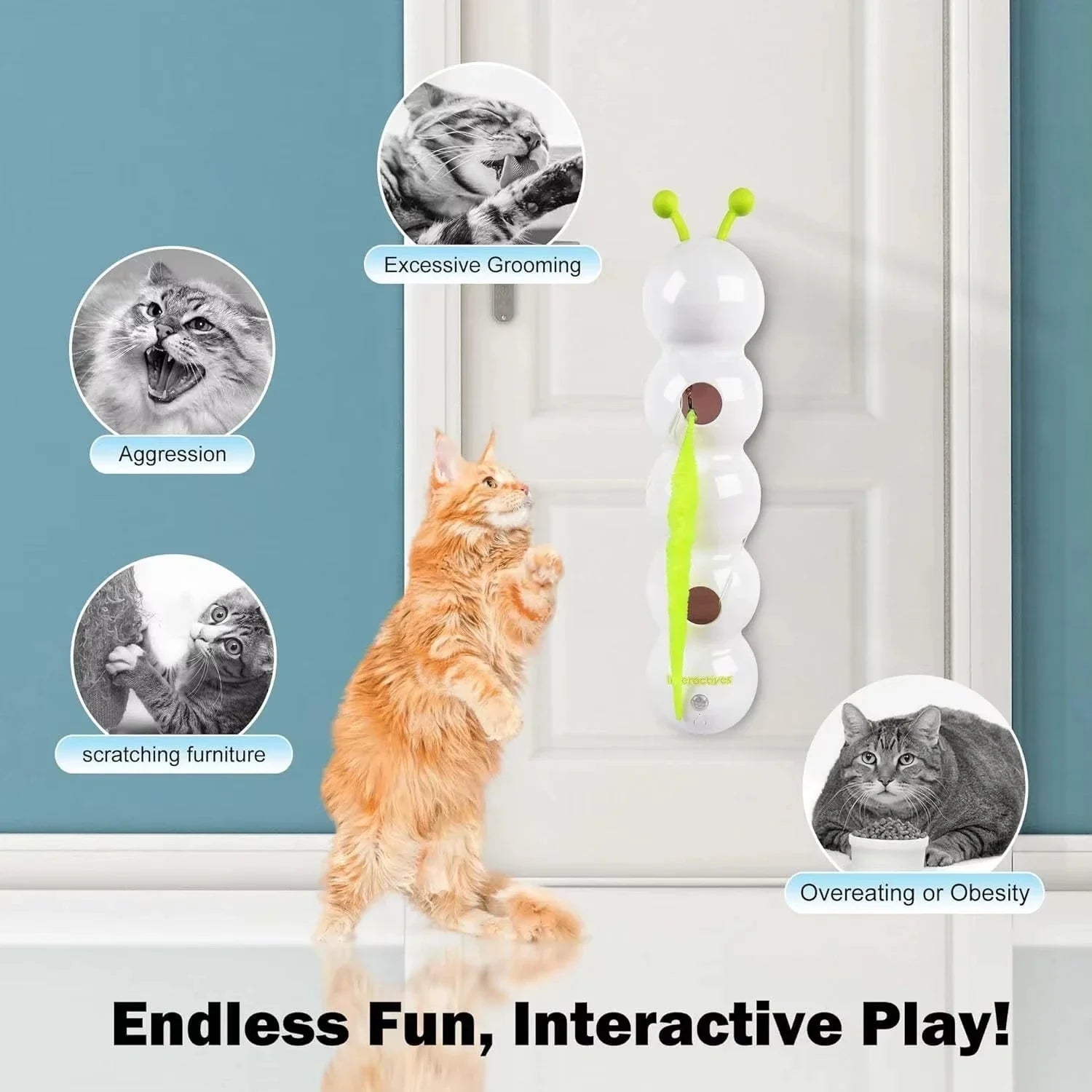 Intelligent Interactive Cat Stick Pro with Replaceable Prey Tail Suitable for Automatic Swing Durability In Multi Cat Households 