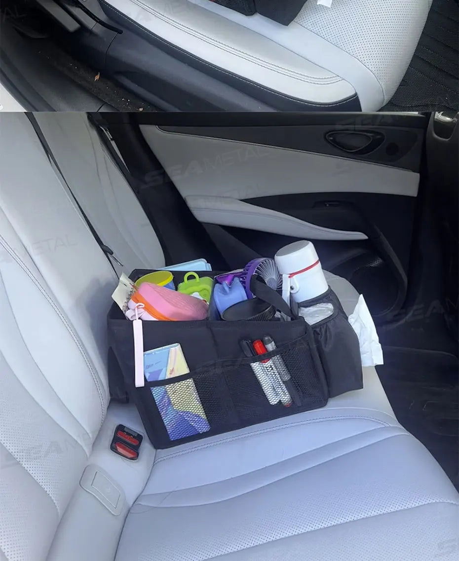 SEAMETAL Foldable Car Seat Organizer Multi-Pocket Large Capacity Storage Bag Universal Cup/Tissue Holder Waterproof Oxford Cloth
