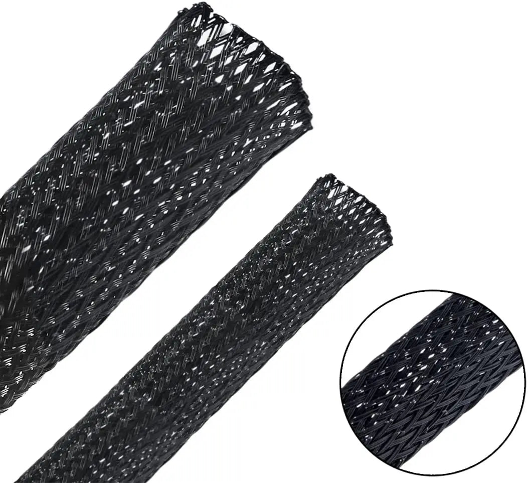 Dropship 1/5/10/50/M Black Insulated Braid Sleeving 4/6/8/10/12/14/20/25mm Tight PET Wire Cable Gland Protection Cable Sleeve 
