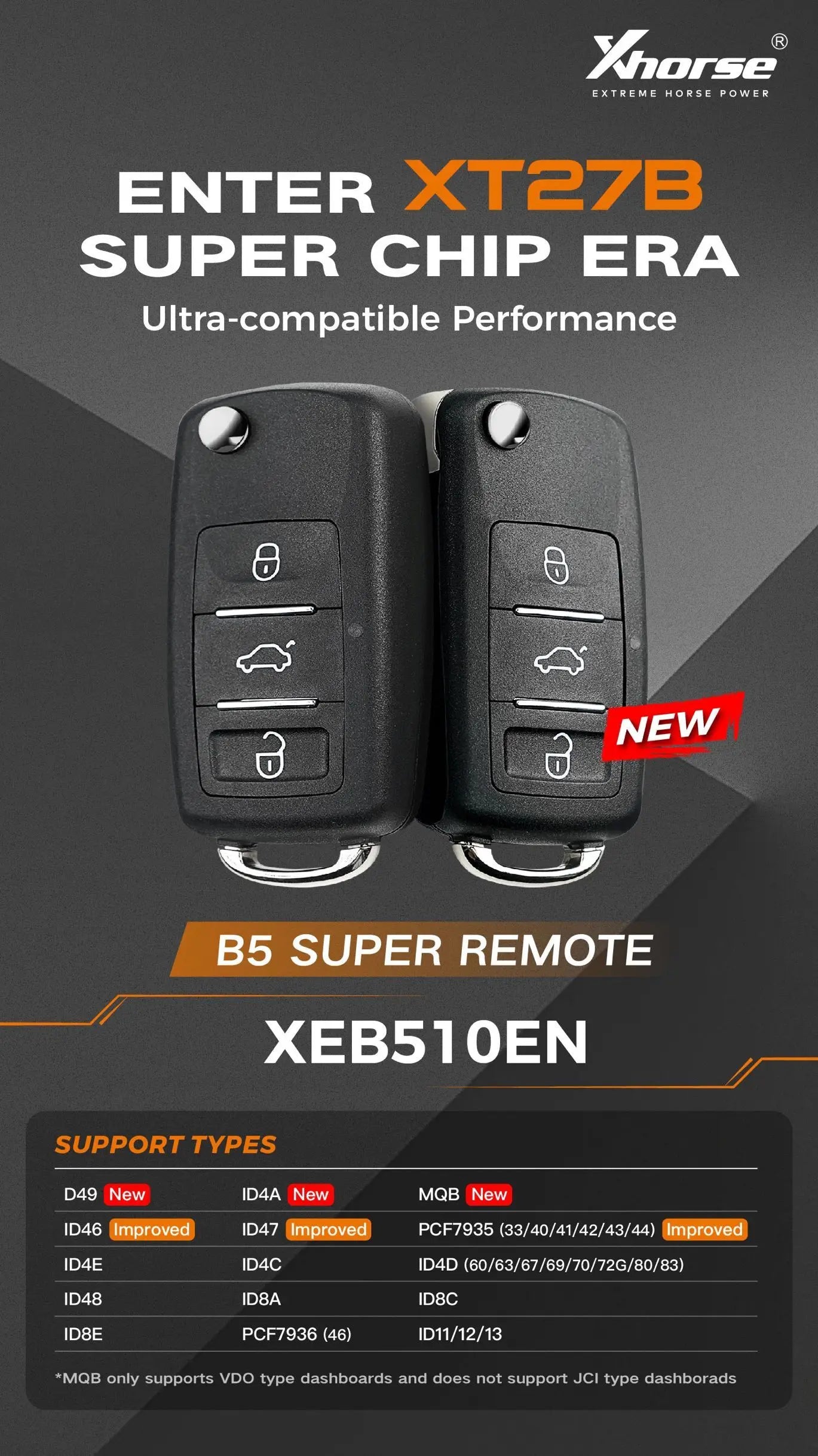 Xhorse XEB510EN Telecomandă Super Volkswagen B5 cu Cip Super XT27B (Pachet de 5)