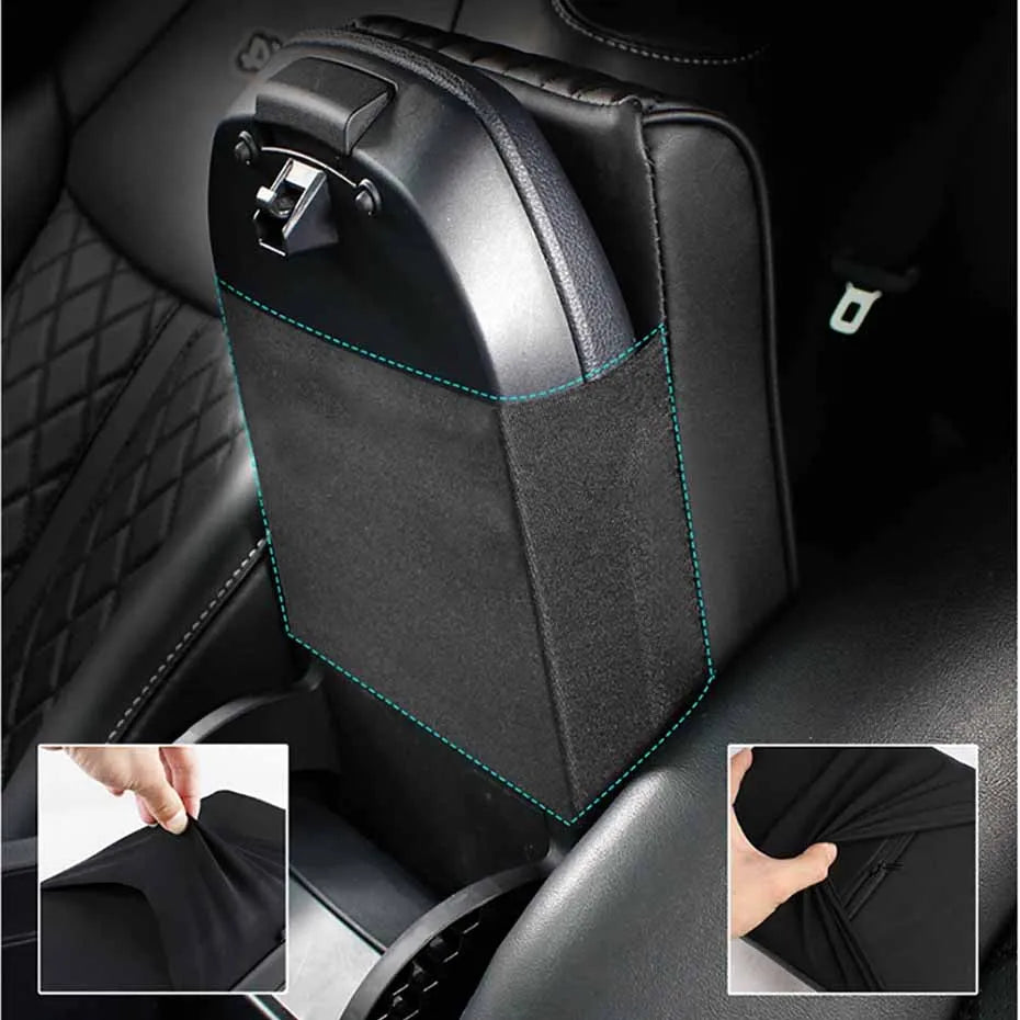 SEAMEATL Thicken Car Armrest Box Cushion 3D Memory Foam Center Console Protector Cover Breathable PU Leather Elbow Support Pad