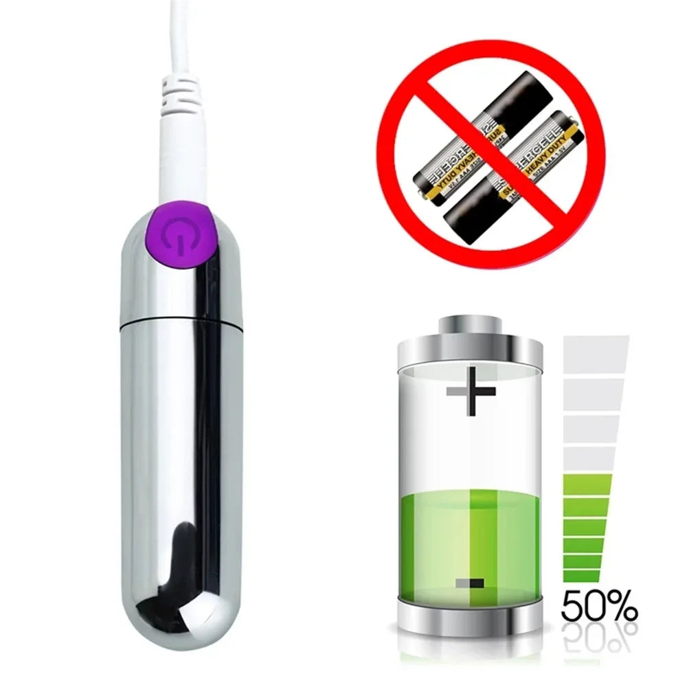 10-växlad USB-uppladdningsbar mini bullet-vibrator med vattentät design