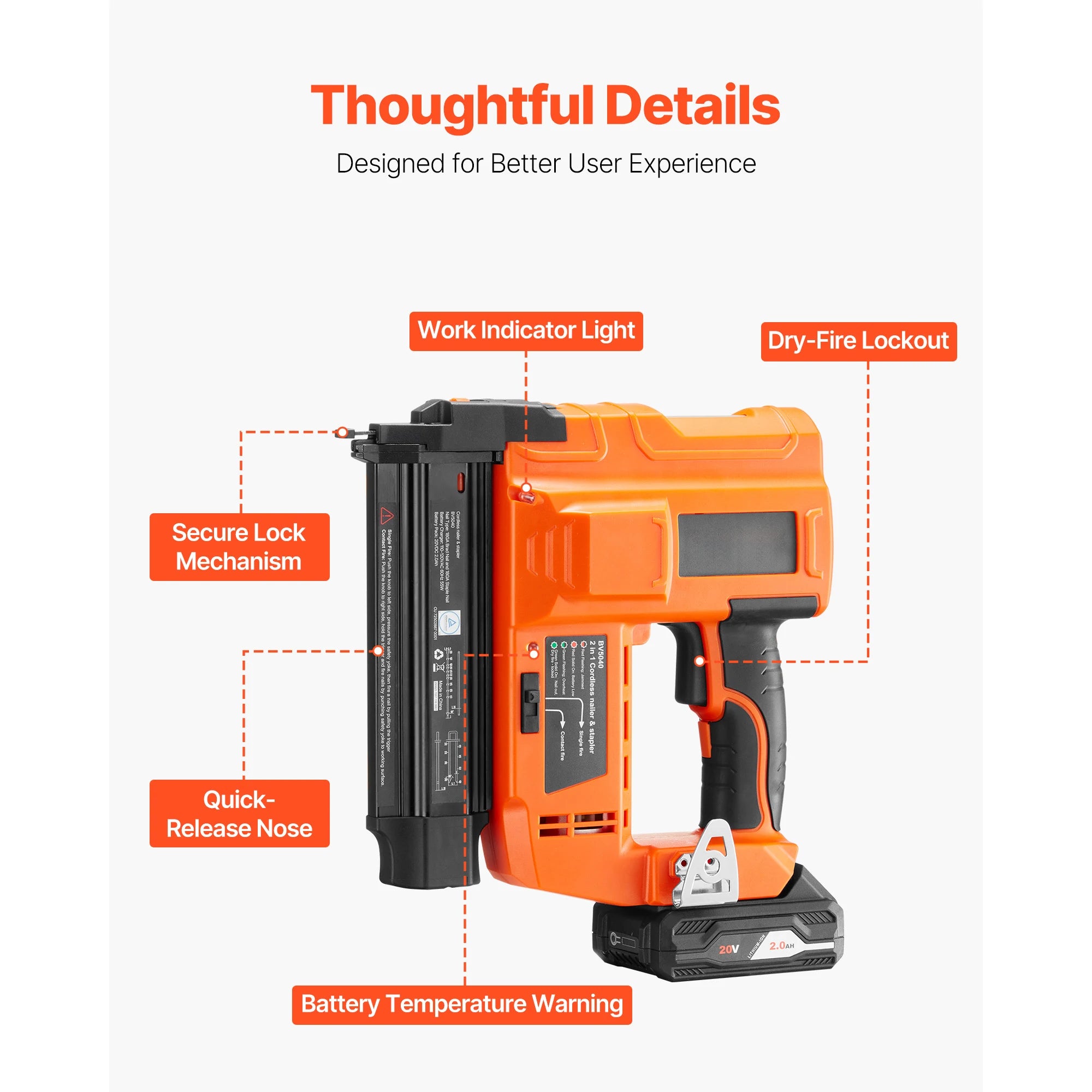 SucceBuy Cordless Brad Nailer 18 Gauge 20V Battery Powered Nail Gun and Staple Gun with 500 pcs Nails 500 pcs Staples