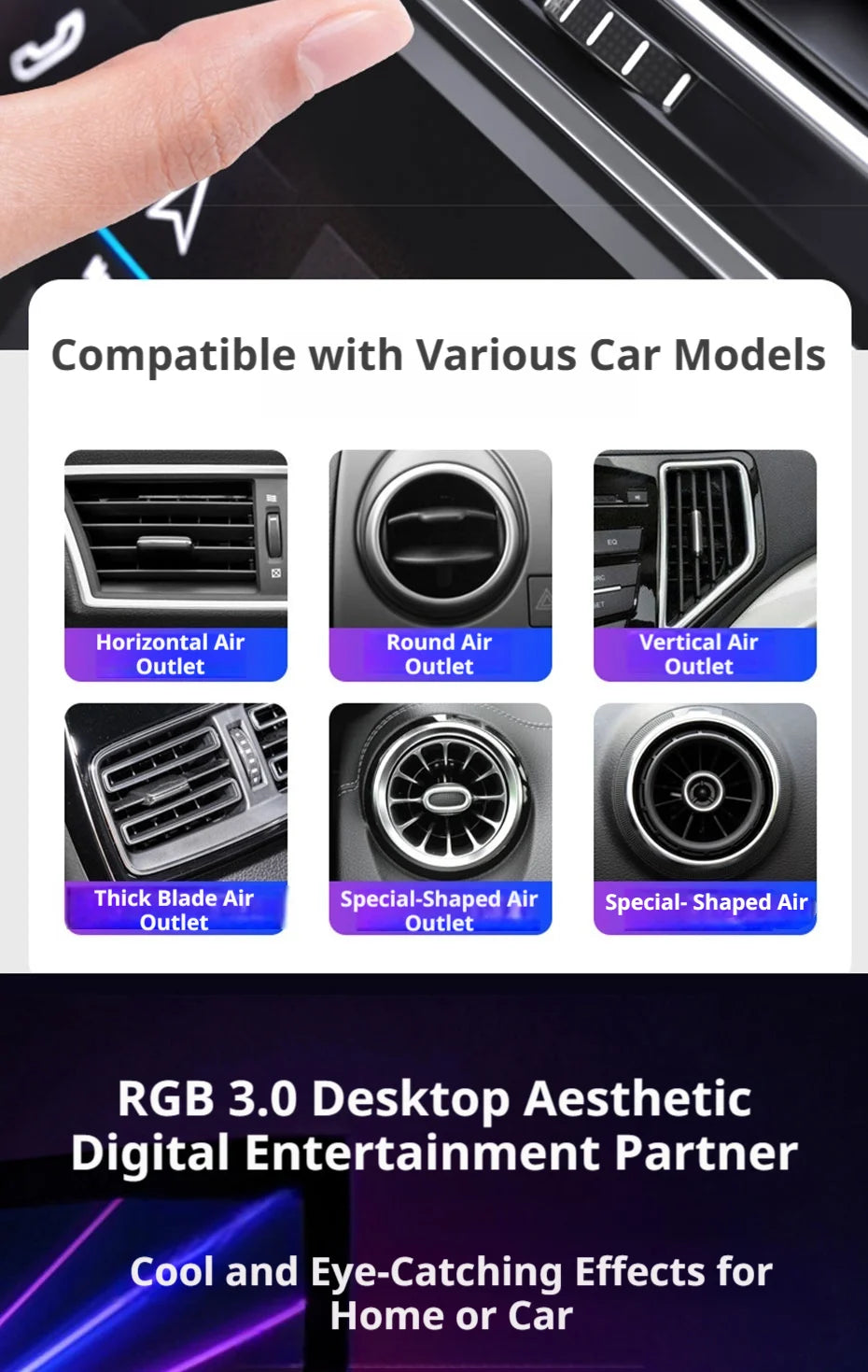 Car Aromatherapy Lamp with Motion Sensor and RGB Light